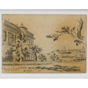 “the Casino Of Cannes And Le Suquet”, Graphite Drawing, Alex Jorio. 
