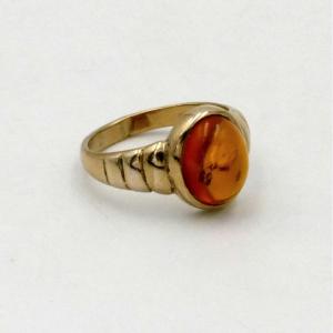 Vermeil Ring, Amber Cabochon, Finger Size 50, 1950.