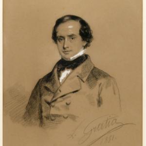 Charles Louis Gratia (1815 – 1911), Portrait Of A Man, Drawing Signed And Dated 1851.
