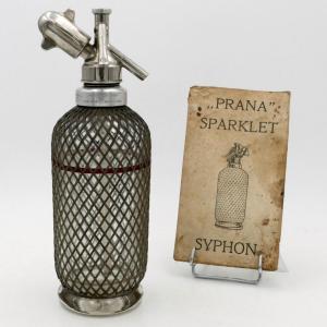 Siphon à eau de Seltz, « Syphon Prana Sparklet », Espagne, avec mode d'emploi, début XXe.