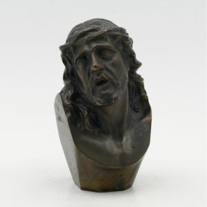 Small Bronze Bust Of Christ, Art Deco, 20th Century.