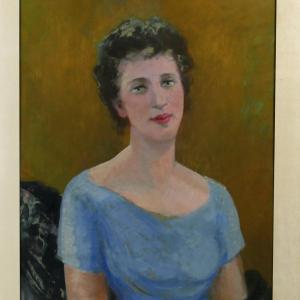 Henri Laffite (1885–1977), « Portrait de femme en bleu », huile sur papier, XXe siècle.