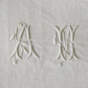 Six Large "a H" Damask Art Nouveau Napkins.