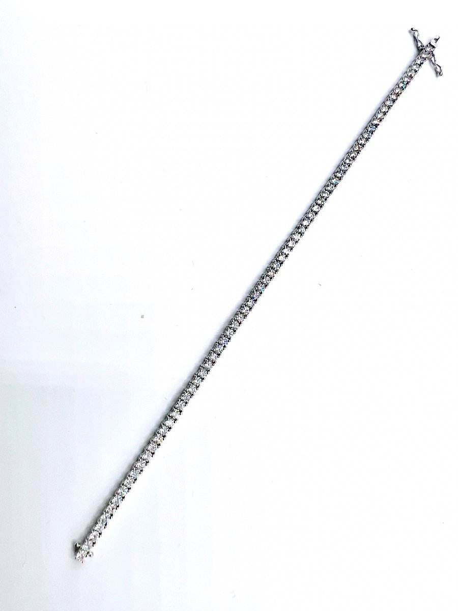 "tennis Line" Bracelet 18 Carat White Gold Set With Diamonds Totaling 4 Carats-photo-4