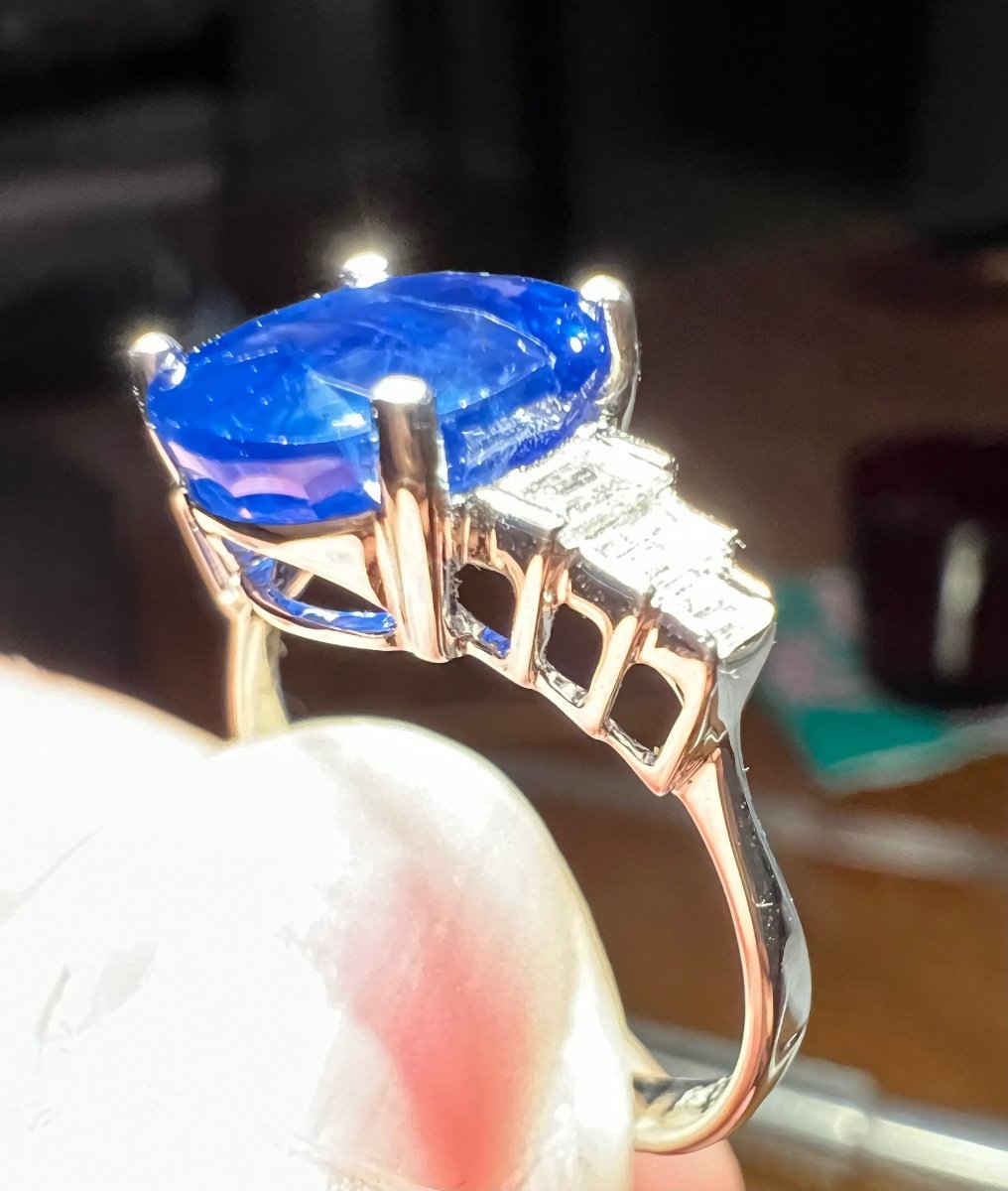 Sapphire Diamond Ring 18 Carat White Gold-photo-4