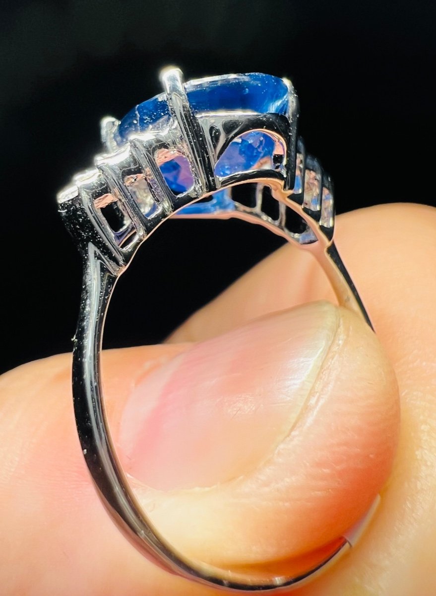 Sapphire Diamond Ring 18 Carat White Gold-photo-1