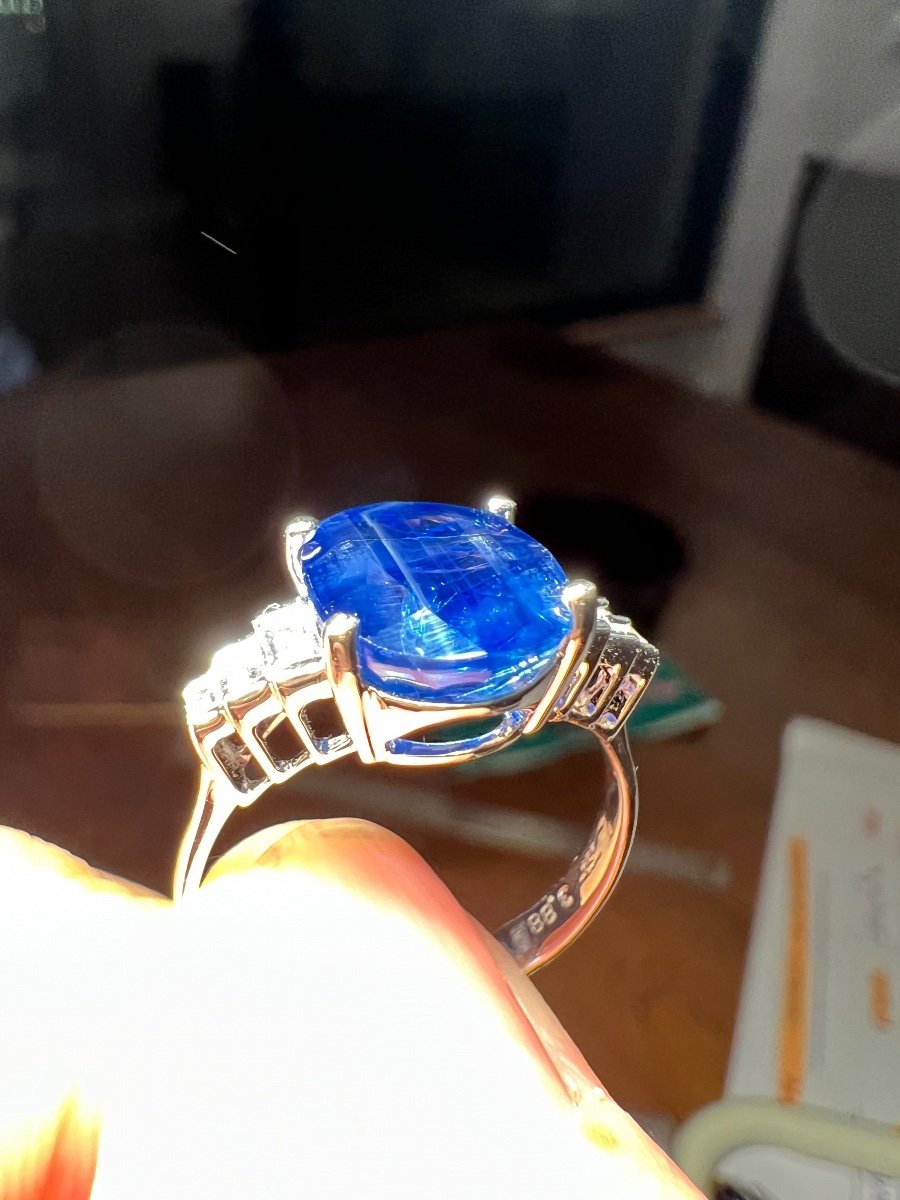 Sapphire Diamond Ring 18 Carat White Gold-photo-3
