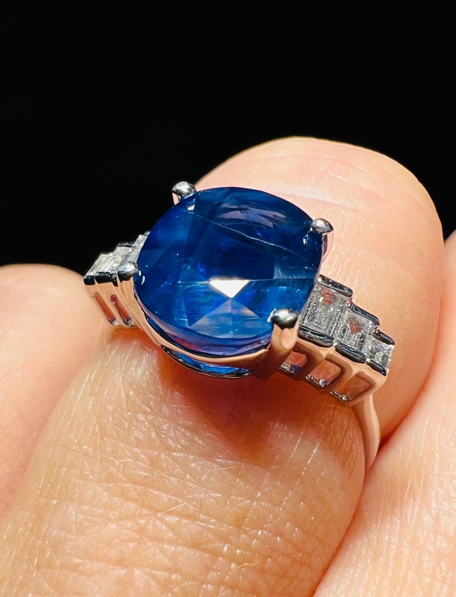 Sapphire Diamond Ring 18 Carat White Gold-photo-5