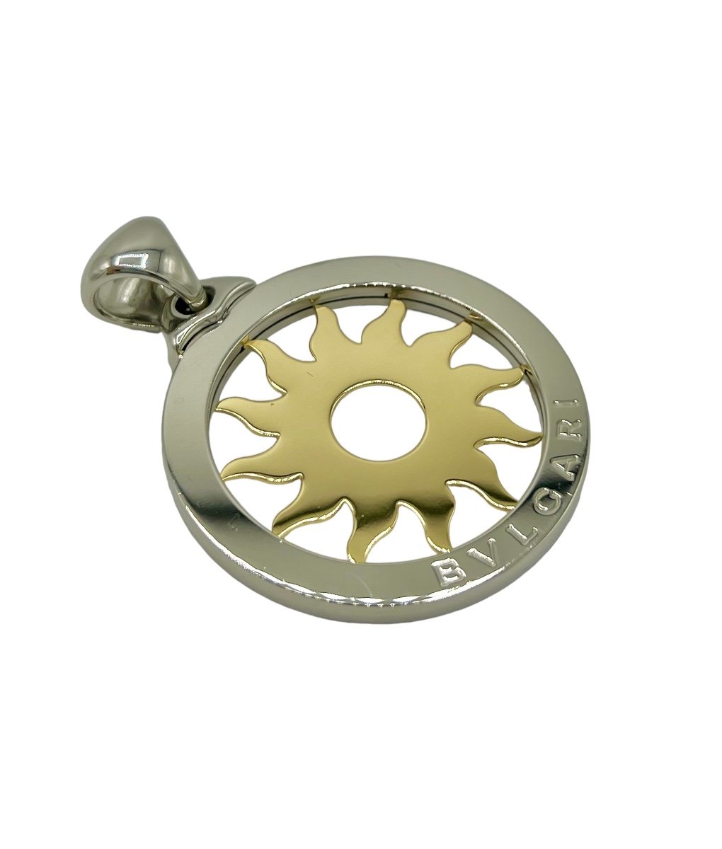 Bvlgari Pendentif Tondo Soleil Or Et Acier-photo-4