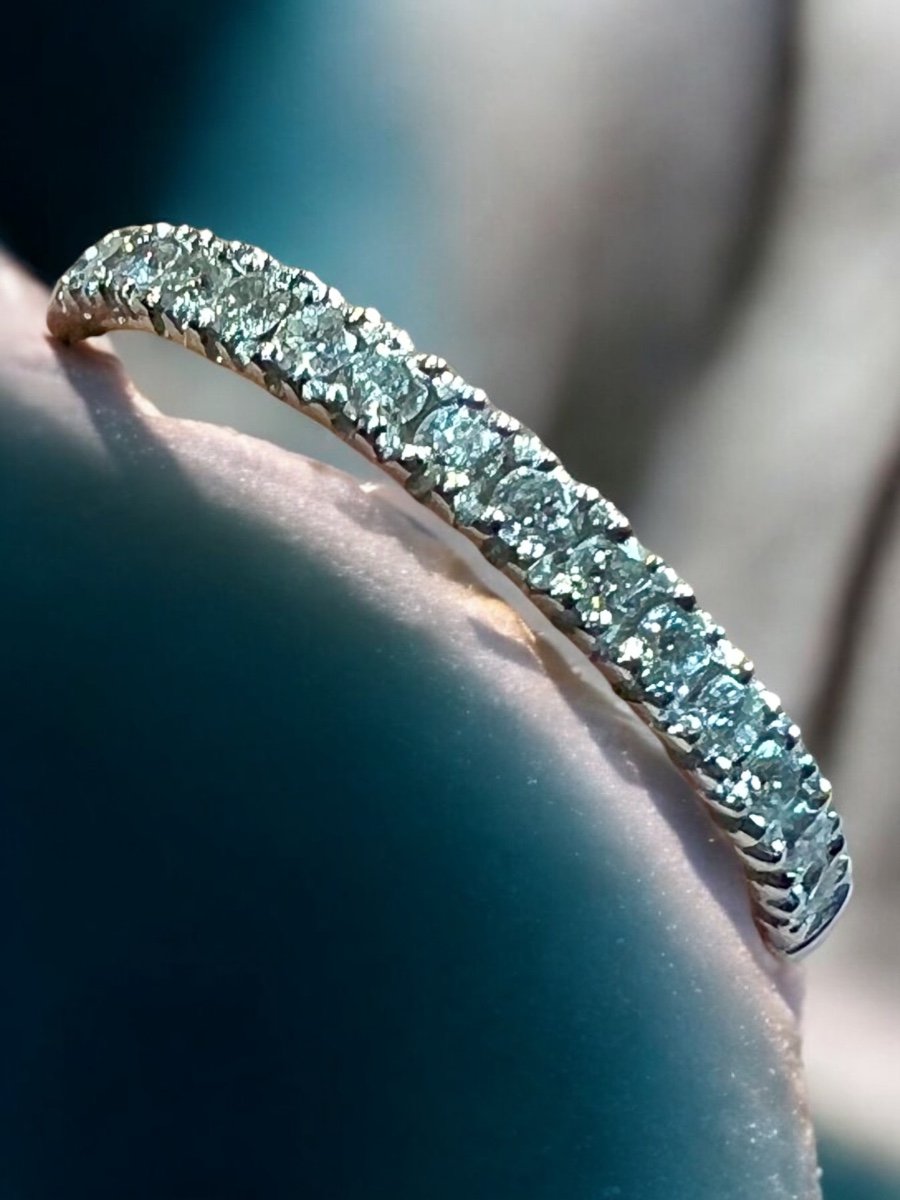 Demi-alliance Diamant Or Blanc 18 Carat-photo-3