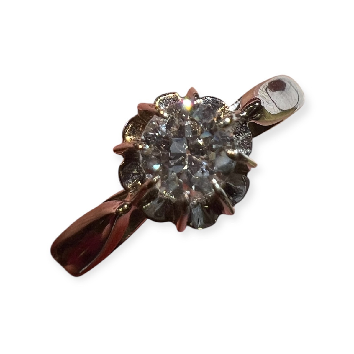 Diamond Flower Solitaire Ring – Art Deco Period, Circa 1930-photo-2