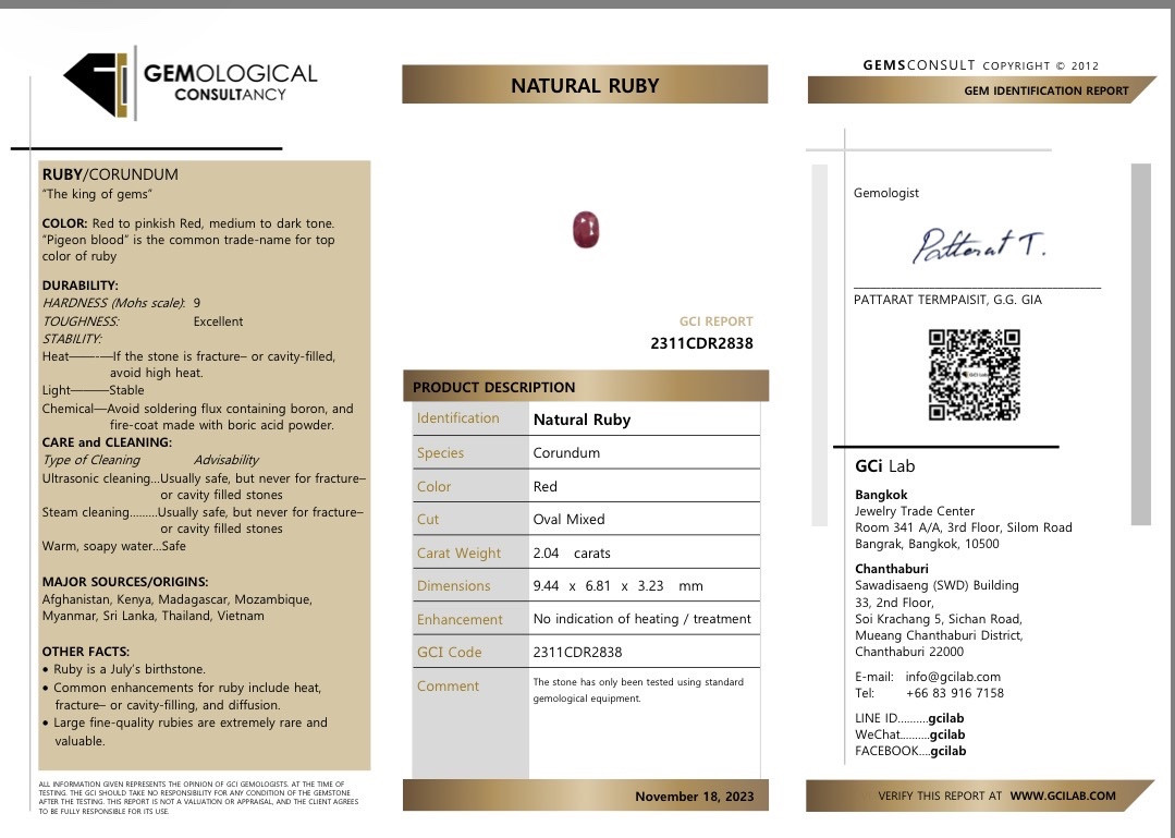 18k White Gold Ring Set With A 2.04 Ct Natural Ruby – Intense Red & Diamonds-photo-4