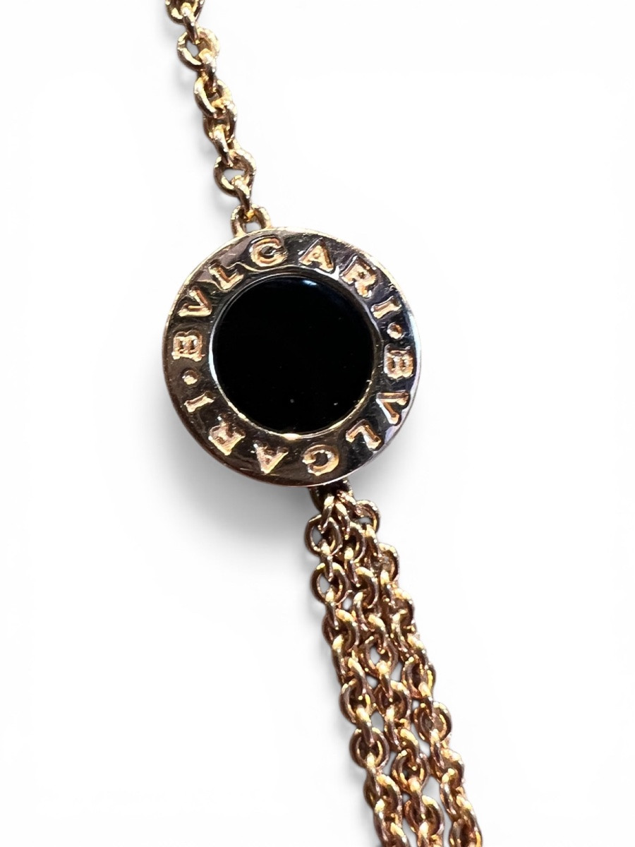 Bvlgari Bvlgari Sautoir Necklace In 18-carat Rose Gold, Mother-of-pearl And Onyx, 90 Cm, Bvlgari Signed Clasp-photo-2
