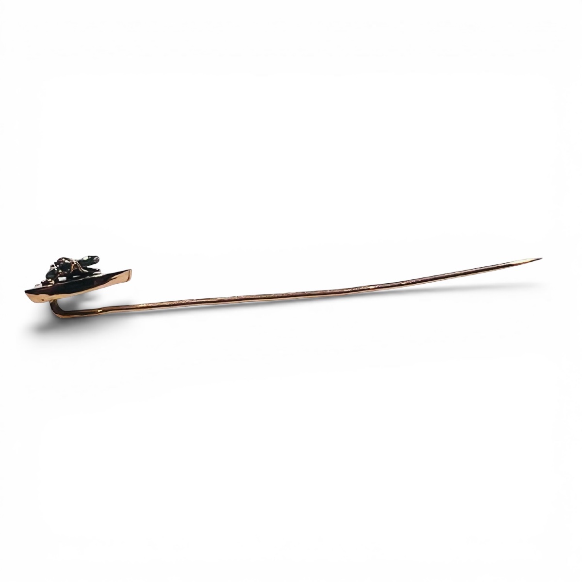 Late 19th-century 18-karat Gold Stick Pin With Ruby And Old-cut Diamonds, Fly Motif-photo-4