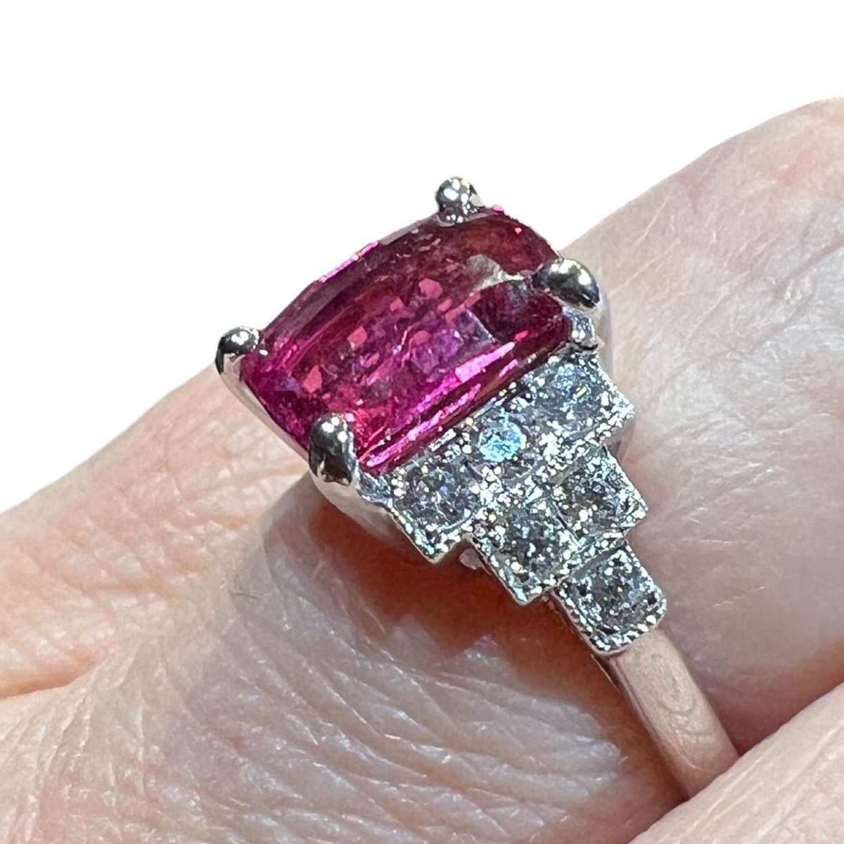 18k White Gold Ring With Natural Blue Zircon And Diamonds-photo-1