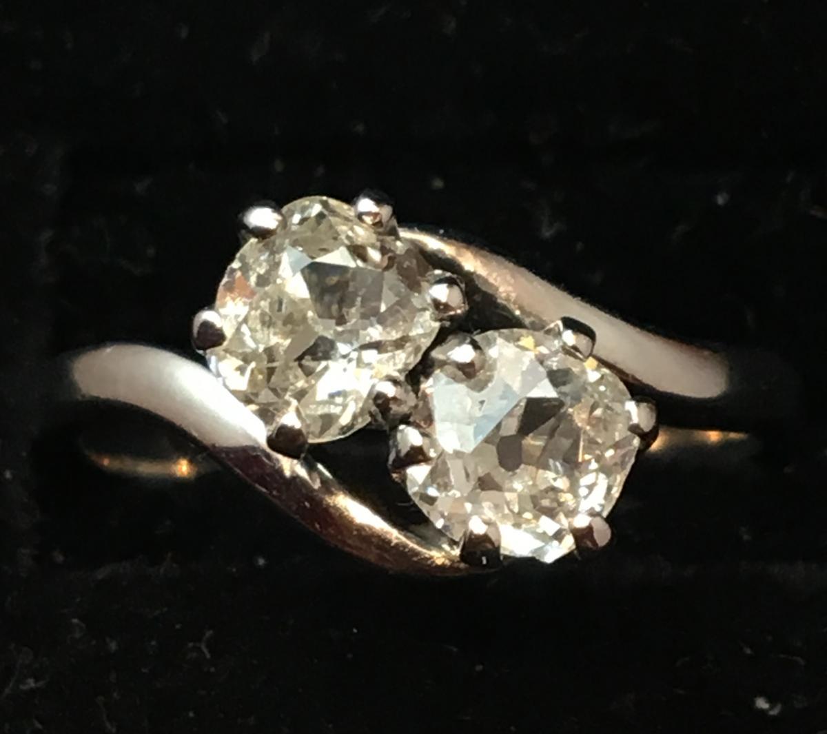 18ct White Gold Ring Set With Two Diamonds