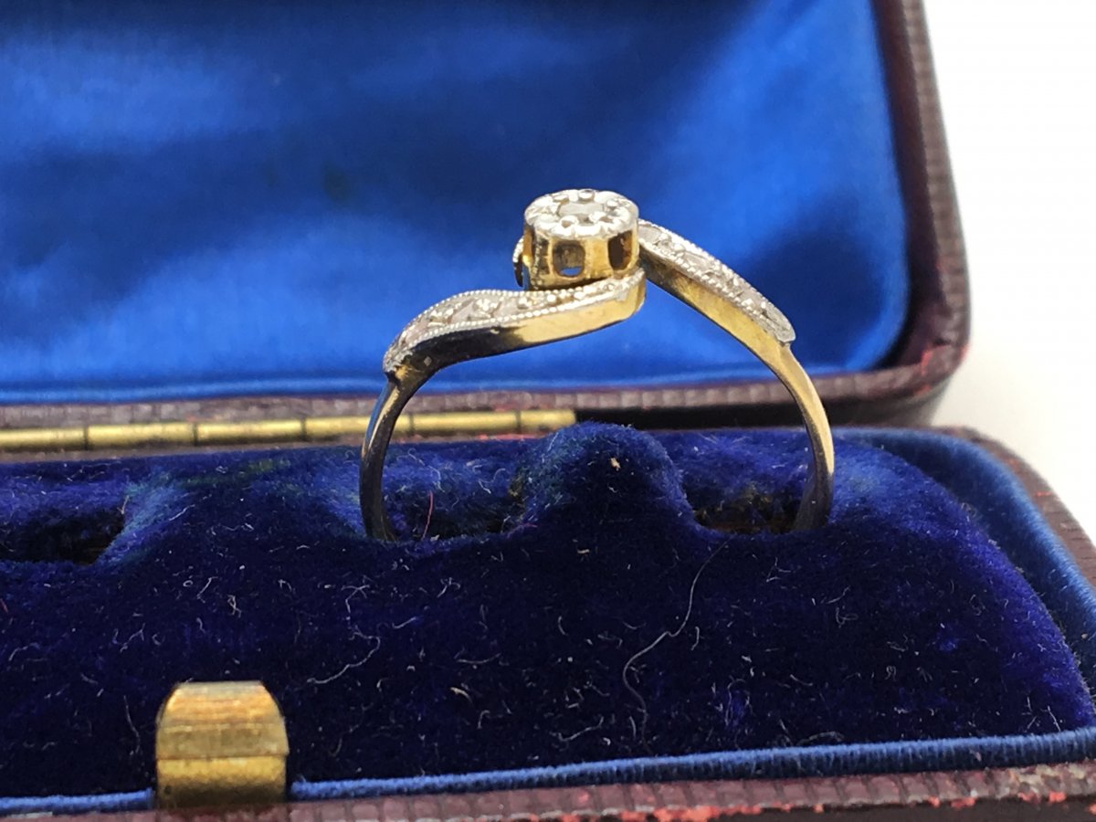 18ct Gold Ring Set With Old Diamonds-photo-4