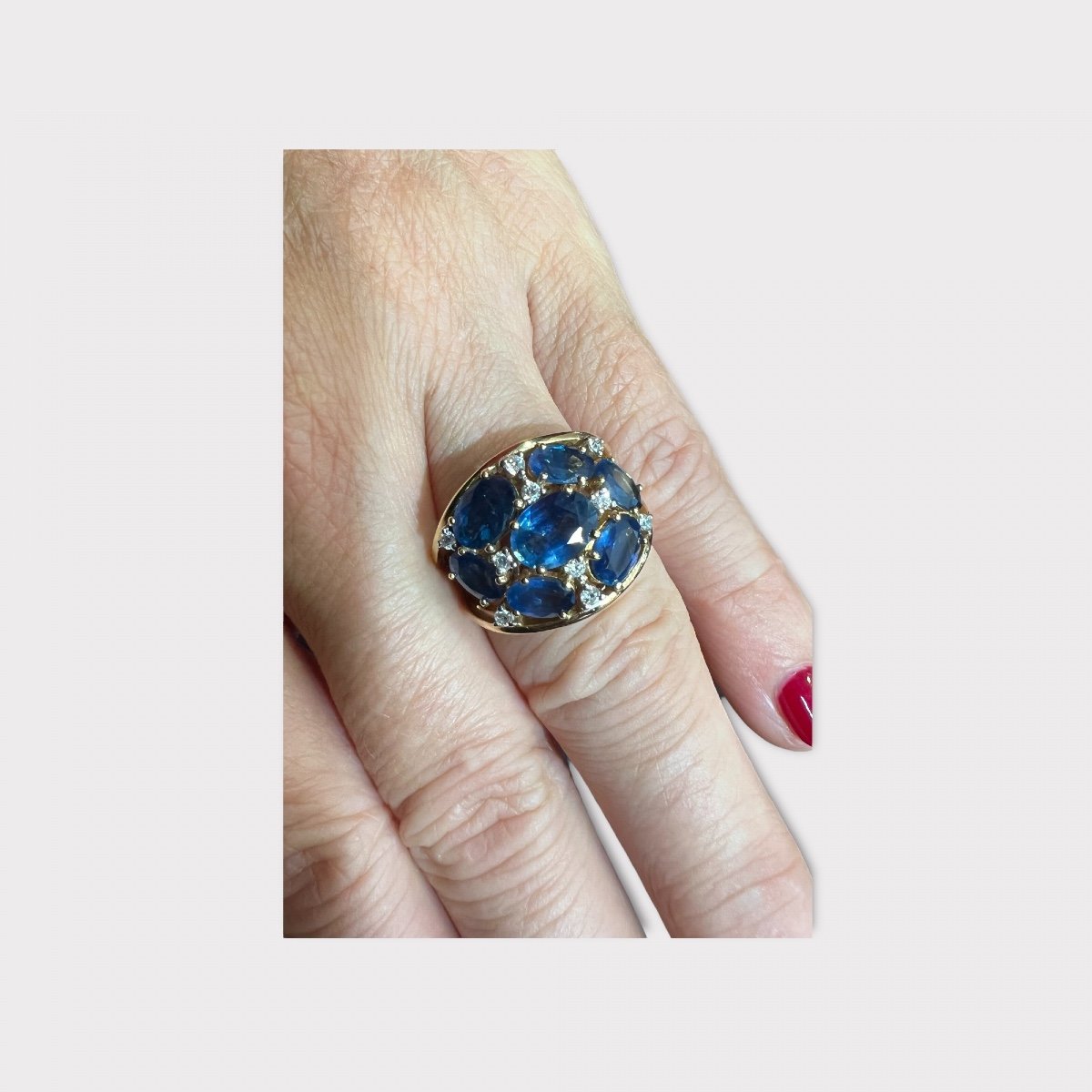 18ct Gold Ring Set With Sapphires And Diamonds-photo-2