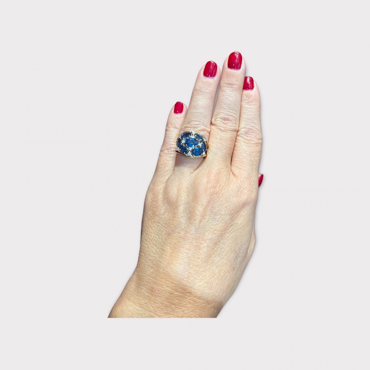 18ct Gold Ring Set With Sapphires And Diamonds-photo-3