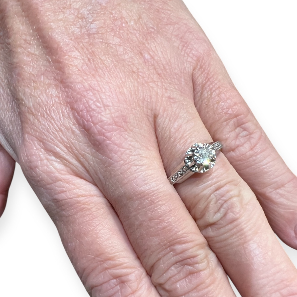 Art Deco 18-carat Gold  And Platinum Ring Set With An Old-cut Diamond (circa 1930)-photo-4