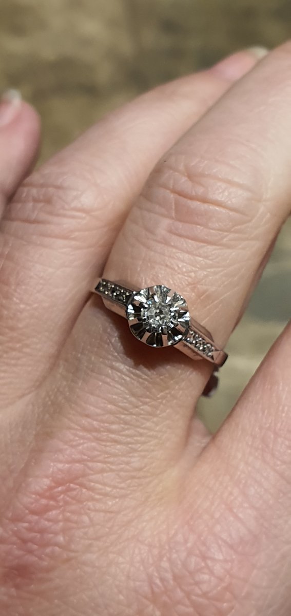 Bague 1930  or 18ct sertie diamant  0,30ct
