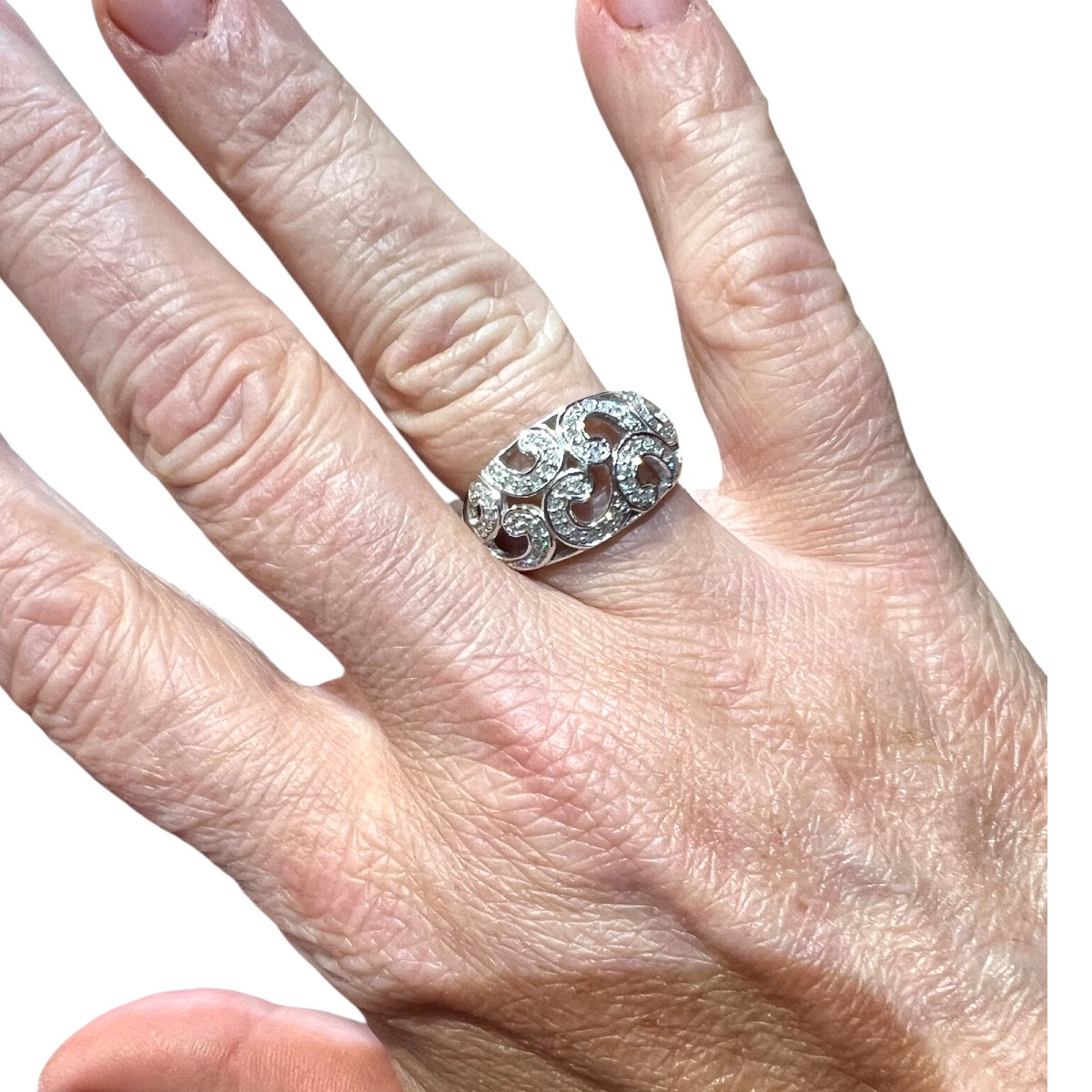 18ct Gold Ring Set With Diamonds Paving-photo-1