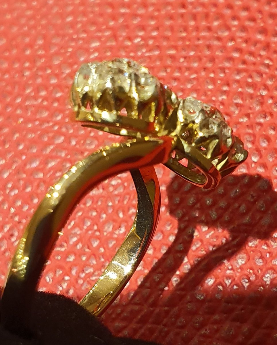 18ct Gold Ring Set With Old Cut Diamonds-photo-3