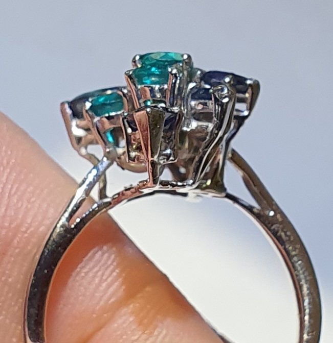 Emerald And Sapphire 18ct Gold Ring-photo-2