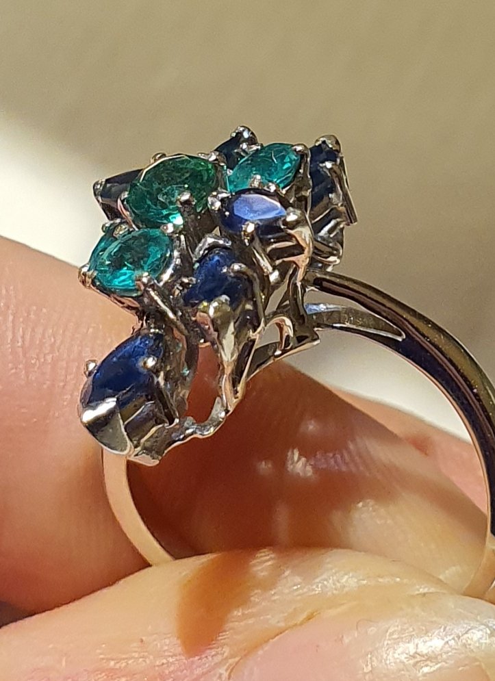 Emerald And Sapphire 18ct Gold Ring-photo-3