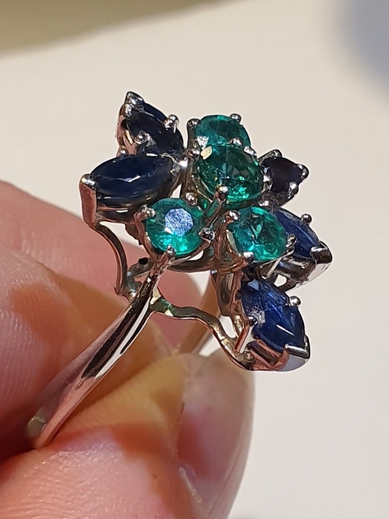 Emerald And Sapphire 18ct Gold Ring-photo-4