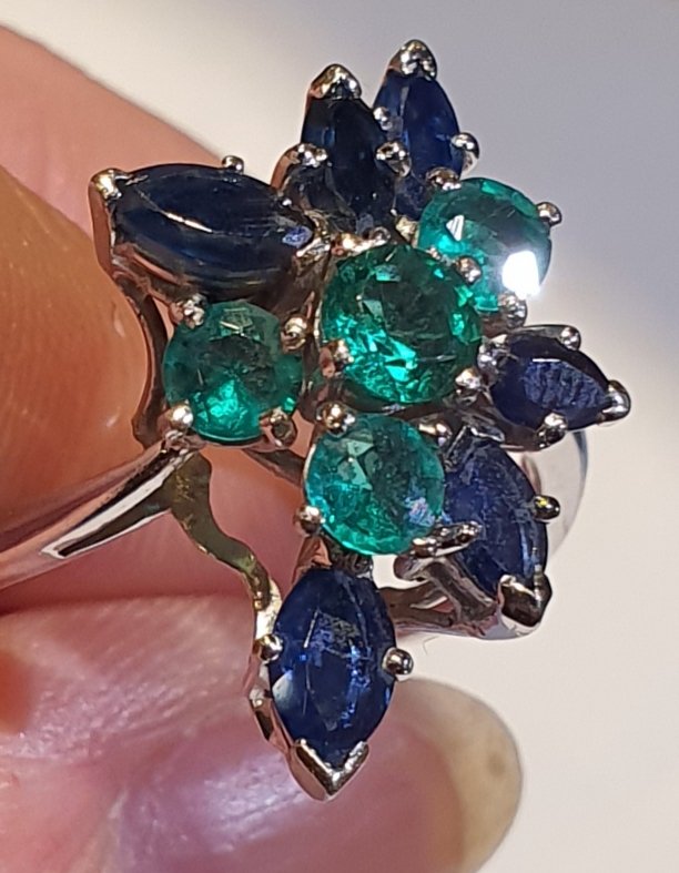 Emerald And Sapphire 18ct Gold Ring