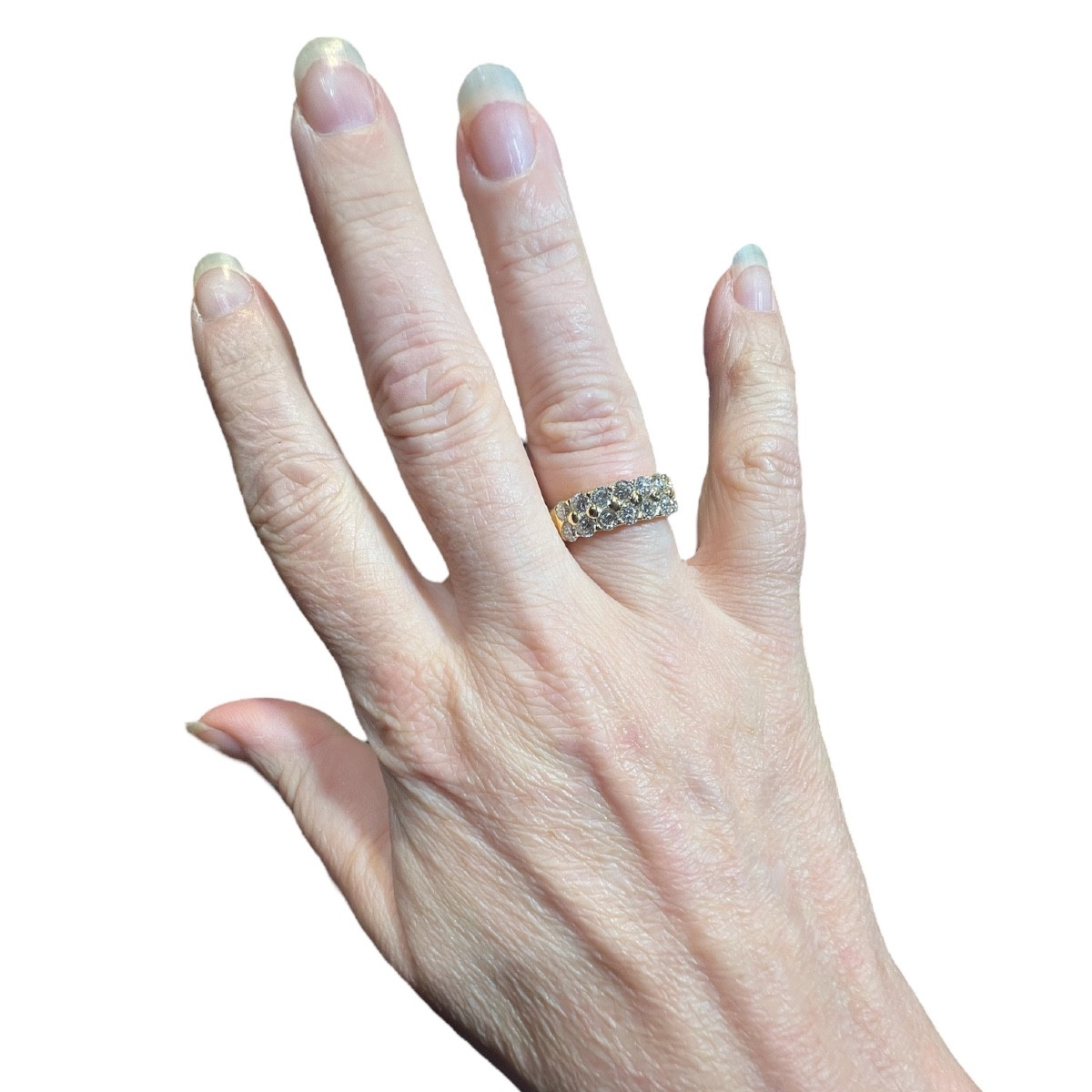 18ct Gold Ring Set With Modern Cut Diamonds-photo-2