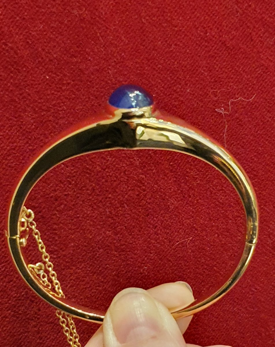 bracelet en or rose 18ct serti d un cabochon de saphir-photo-2