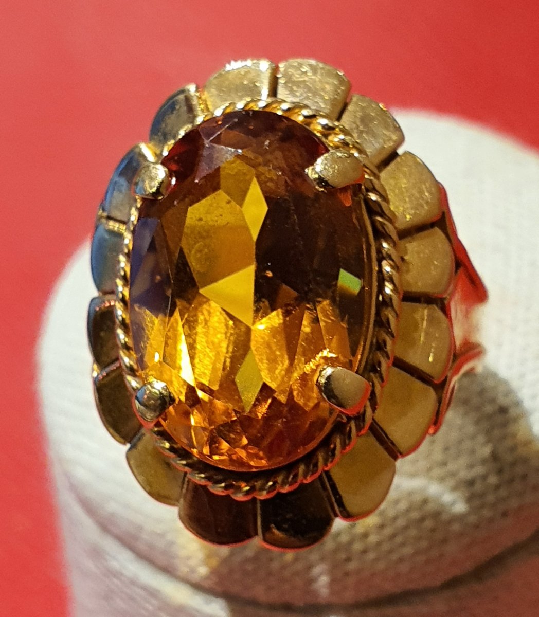 Bague En Or 18ct Sertie D Une Citrine