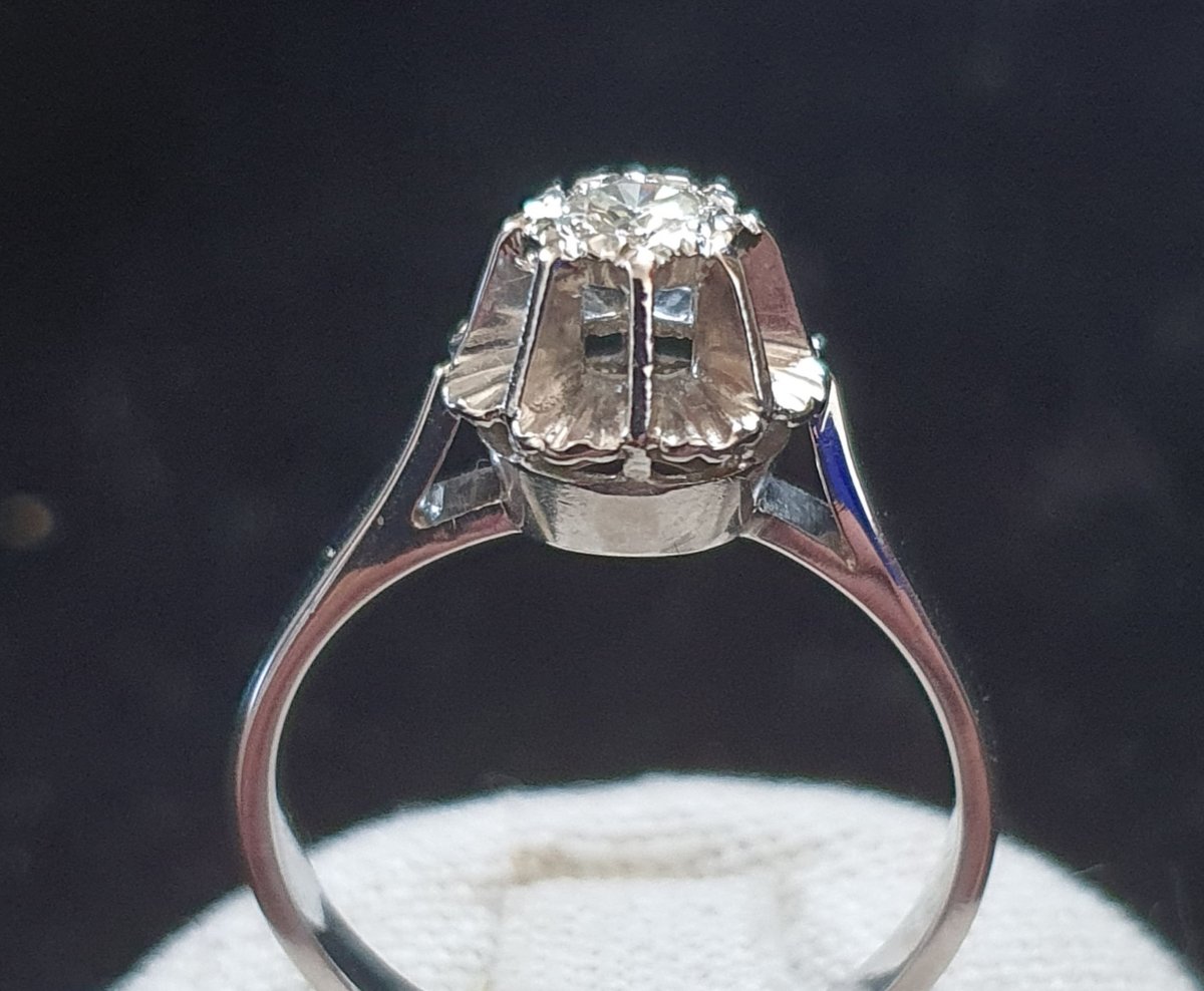 bague en or 18ct sertie d un diamant taille ancienne-photo-4
