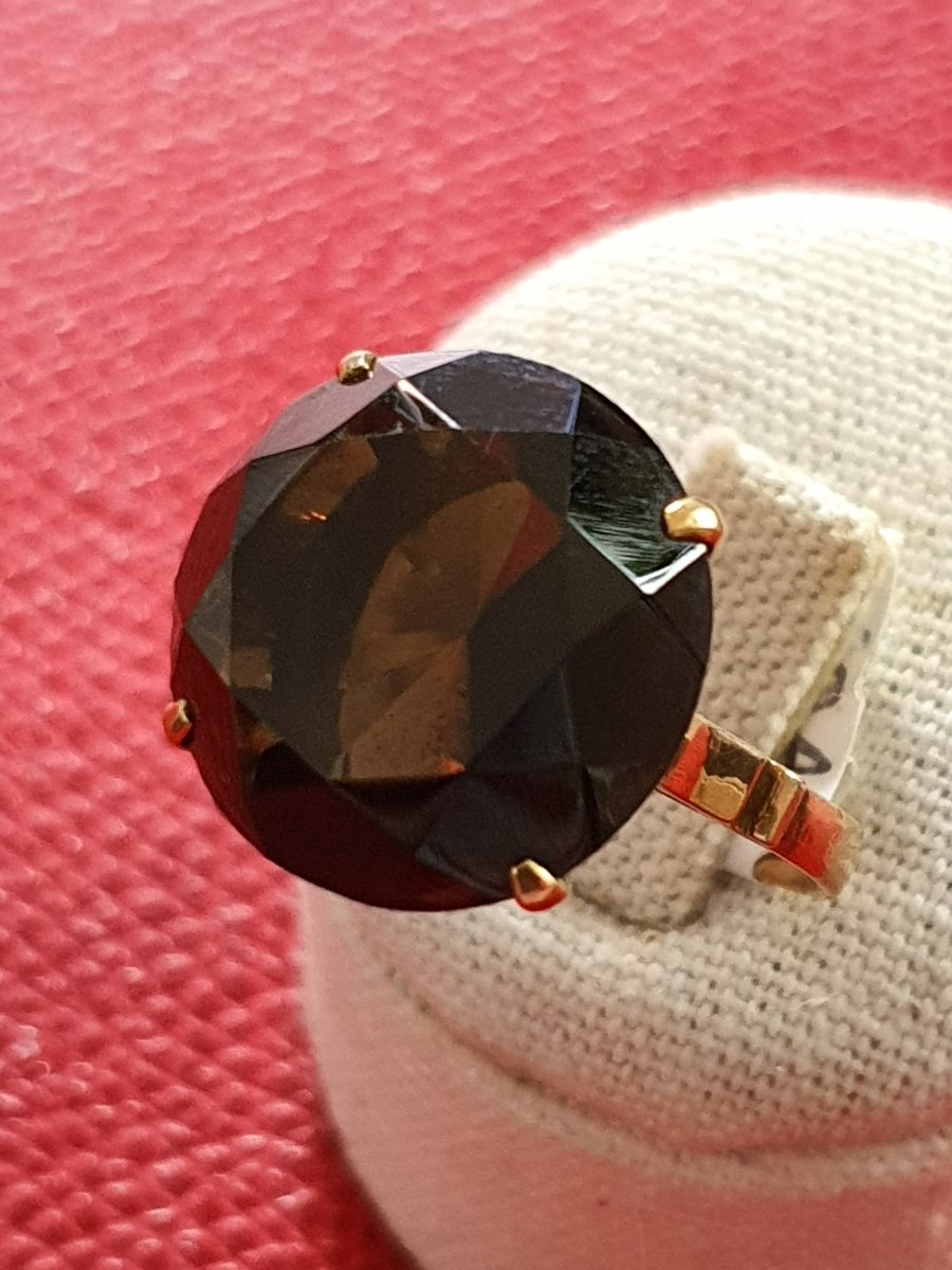 bague en or 18ct sertie d un quartz brun-photo-2