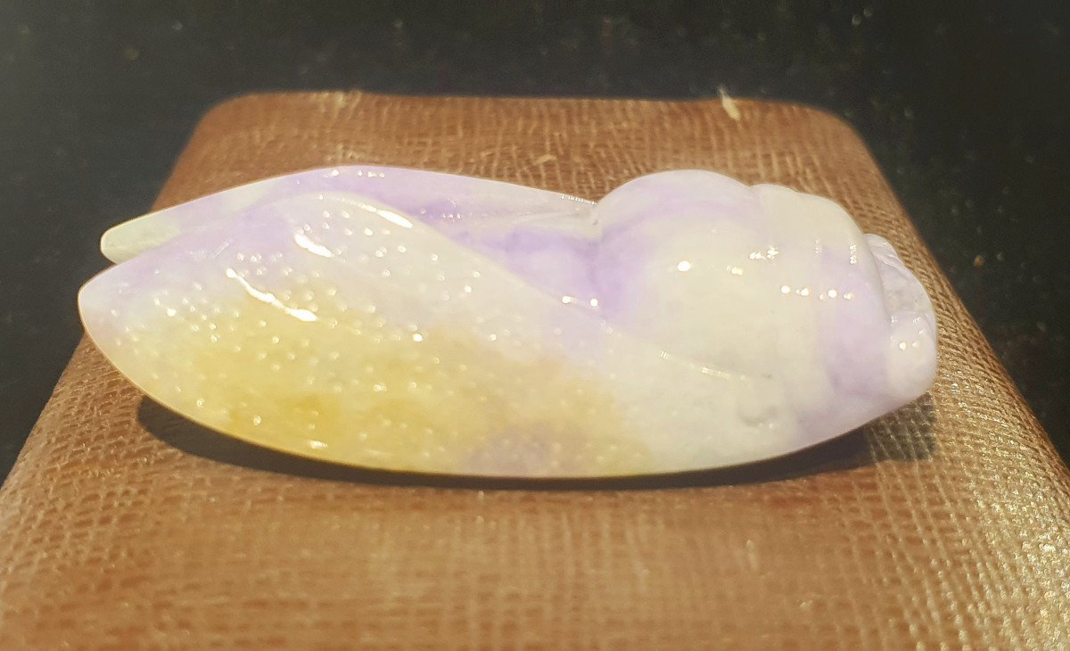 Lavender Jade Pendant Representing A Cicada