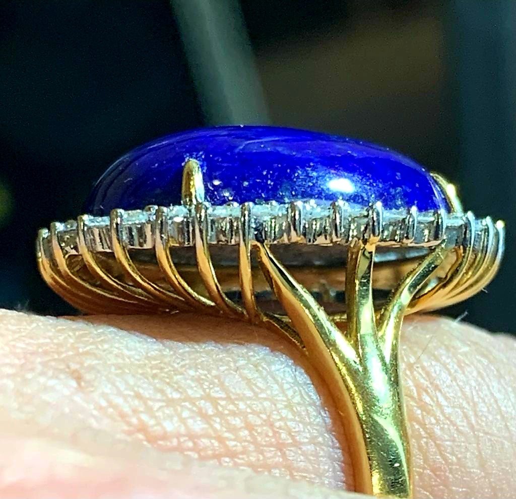 Yellow Gold Ring Set With A Lapis Lazuli Surrounded By Brilliant-photo-4