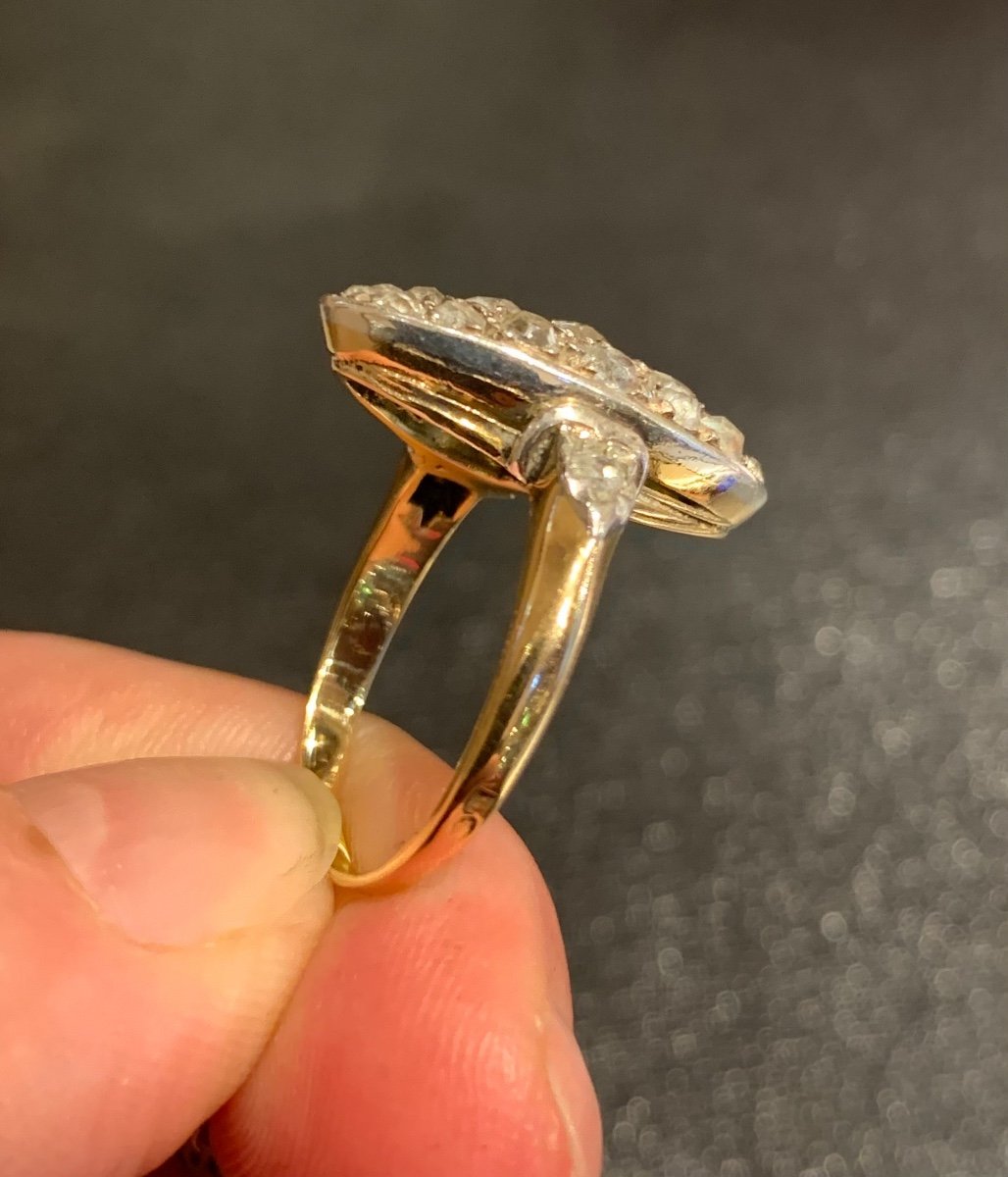 Marquise Ring XIX Eme Century Old Cut Diamonds-photo-3