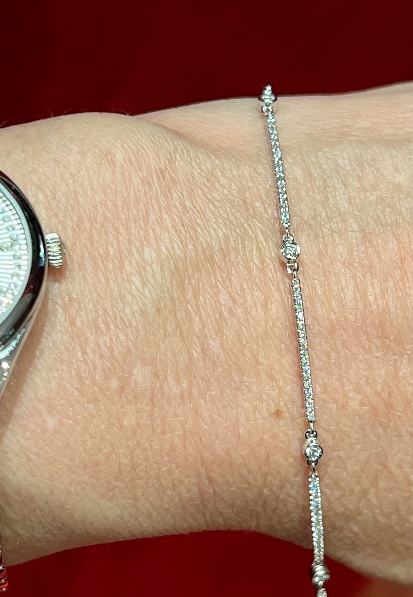 Bracelet or blanc 18 carat ,pavage  de diamants taille moderne