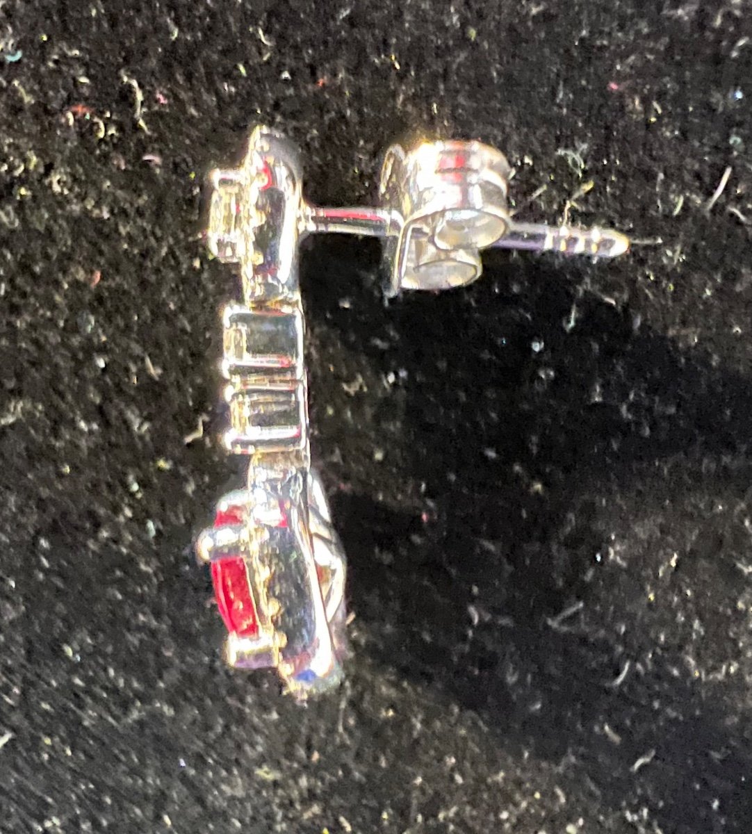 18ct White Gold Earrings Set With Rubies And Brilliants-photo-3