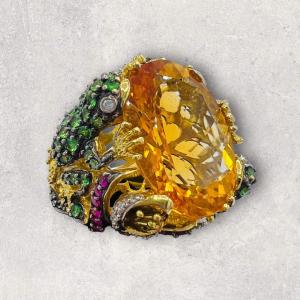 Cocktail Ring In 18 Carat Gold Set With A Superb Citrine
