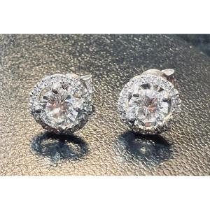Boucles D oreille or 18ct serties de diamants 