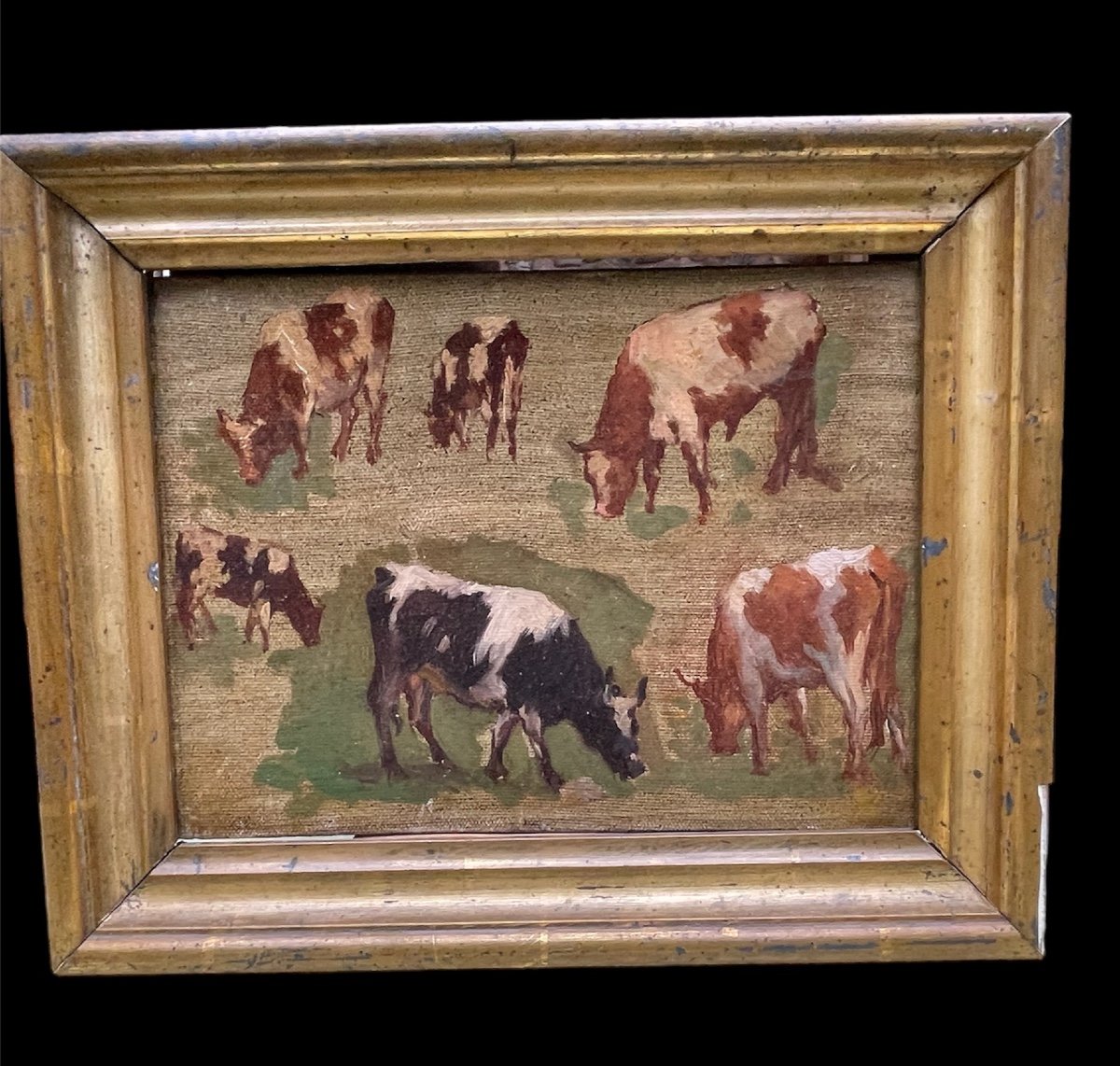 ETUDE DE VACHES PEINTRE ANIMALIER   XIXe  ANIMAUX  PEINTURE VACHE -photo-1