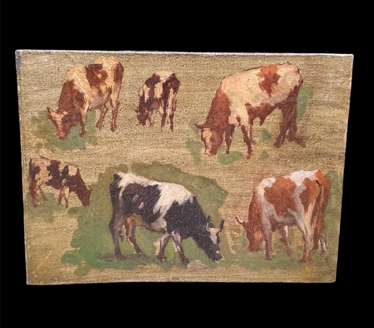 ETUDE DE VACHES PEINTRE ANIMALIER   XIXe  ANIMAUX  PEINTURE VACHE 