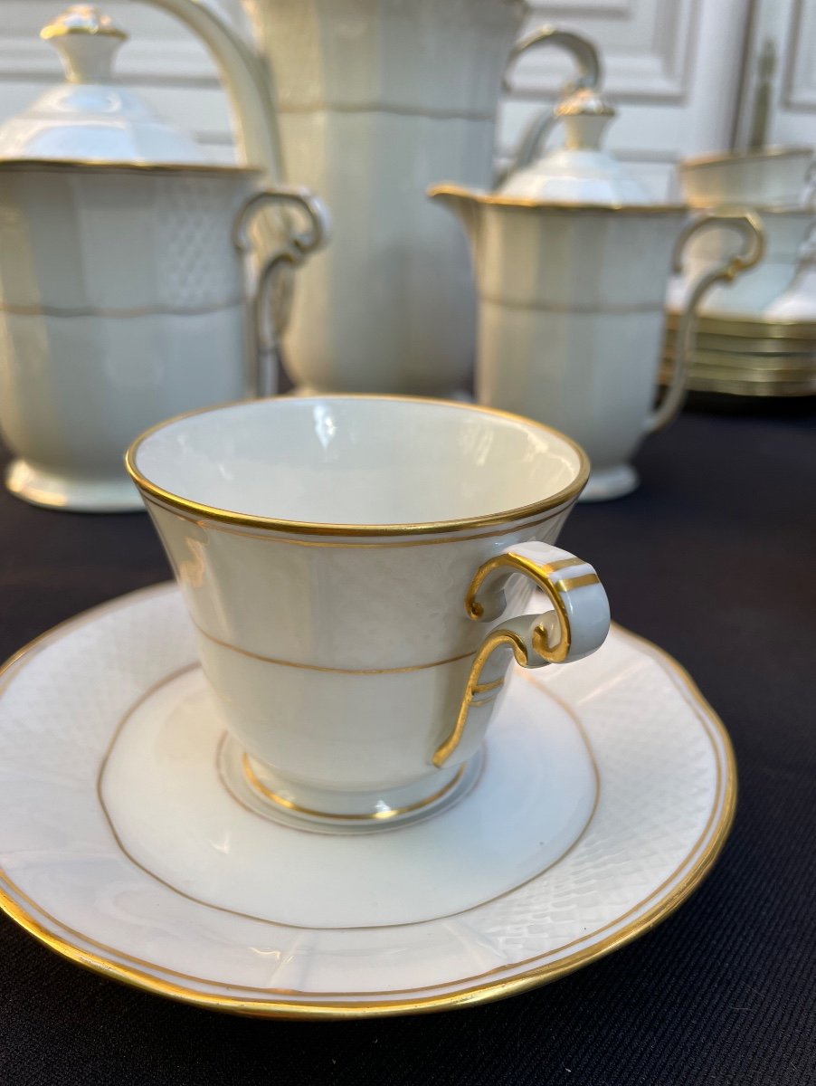 Mamison Bernardaud Coffee Server Malmaison Model White Porcelain And Classic Gold -photo-3