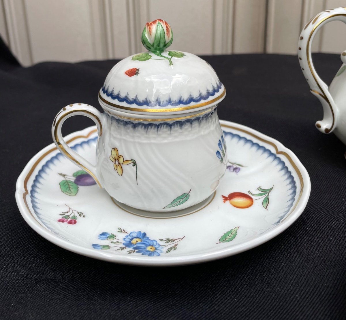 SERVICE À  CAFÉ RICHARD GINORI GUCCI ITALIAN FRUIT  PORCELAINE MANIFATURRA DI DOCCIA FLORENCE -photo-3