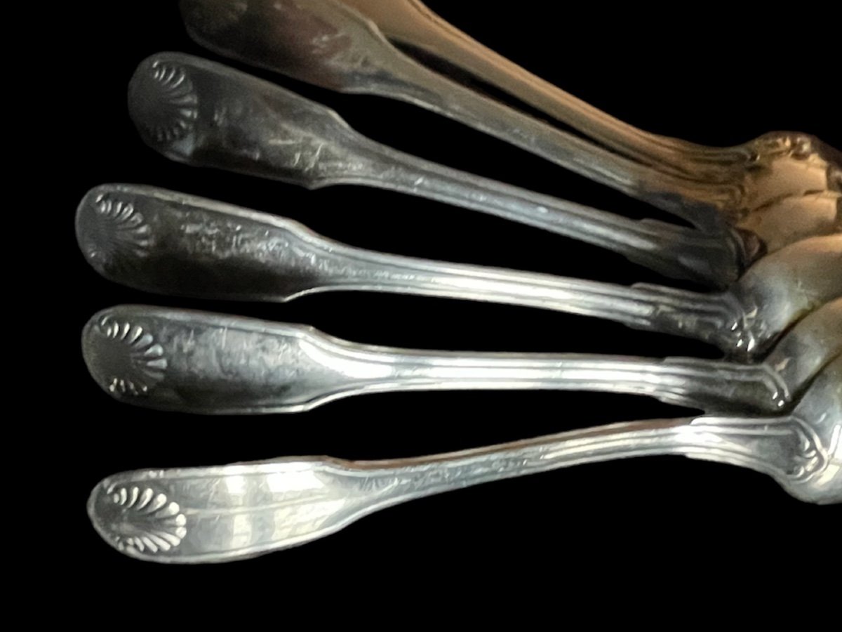 Christofle Soup Spoons In Silver Metal Vendôme Shell Model Louis XV Silverware -photo-4