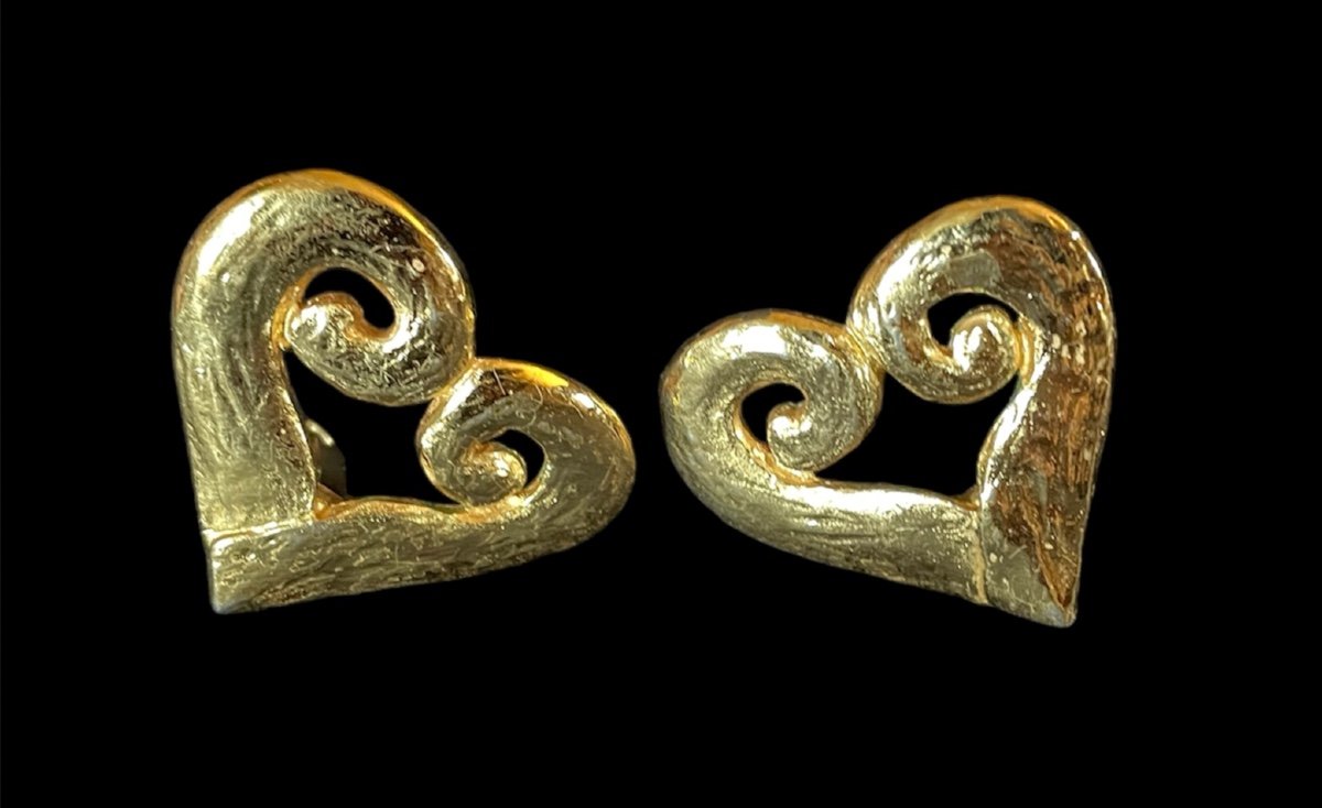 Pair Of Yves Saint-laurent Clips By Robert Goossens Pair Of Ysl Golden Earrings-photo-3