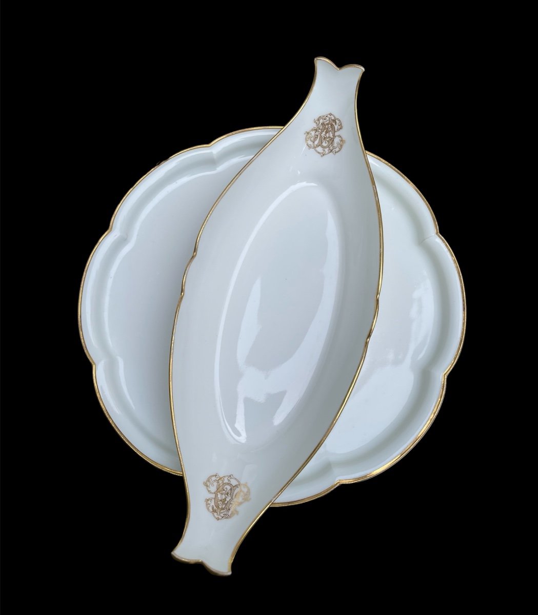 Napoleon III Sèvres Porcelain Table Service White And Gold Monogram D  -photo-2